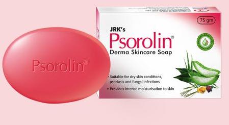 JRK's aloe vera Psorolin Derma Skincare Soap, Packaging Type : Plastic Wrapper