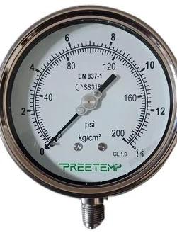 Round 100 mm Glycerine Filled Pressure Gauge, for Process Industries, Display Type : Analog