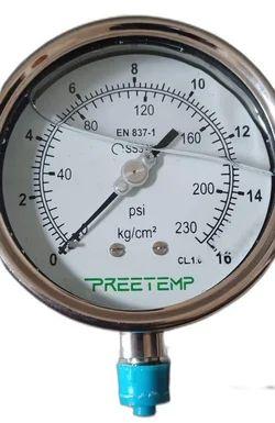 Round 4 Inch Industrial Pressure Gauge, for Process Industries, Display Type : Analog