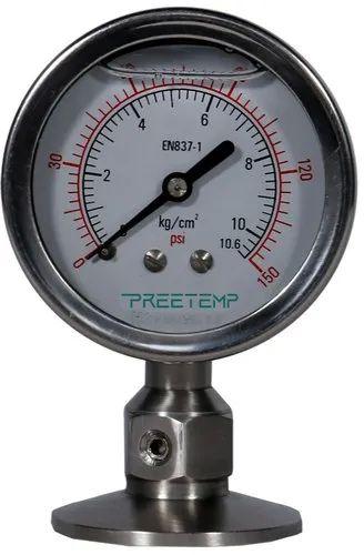 Preetemp Tri Clover Pressure Gauge, Display Type : Analog