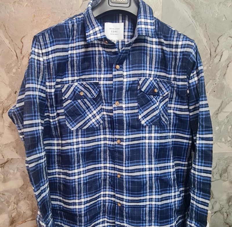 Cotton check shirt, Size : all sizes