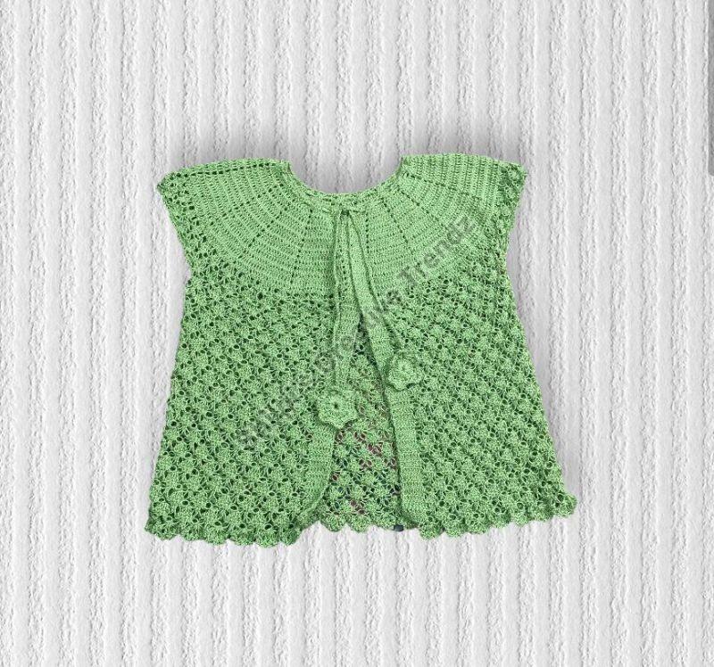 Light Green Acrylic Thread Crochet Girl Jacket, Size : Small