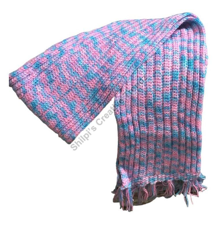 Multicolor Woolen Crochet Rectangle Muffler, Size : Standard
