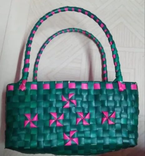 Palm Leaf Peacock Green Handbag