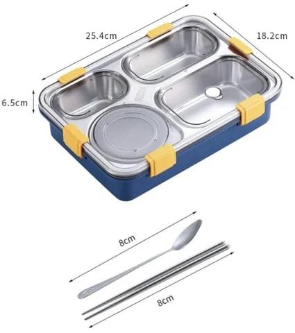 Stainless Steel Plain 4 Compartment Lunch Box, Technics : Machine Made