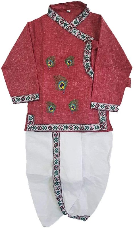 Cotton Printed Embroidery Kids Dhoti Bagalbandi, Feature : Anti-Wrinkle, Comfortable, Easily Washable