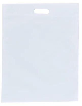 White D Cut Non Woven Bag, for Shopping, Pattern : Plain