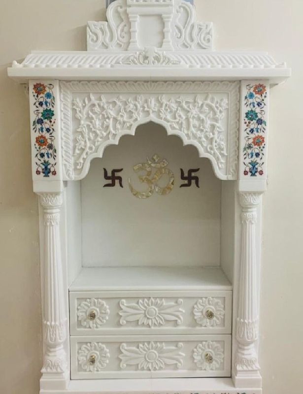 Plain Polished white marble home Temple, Size : Multisize
