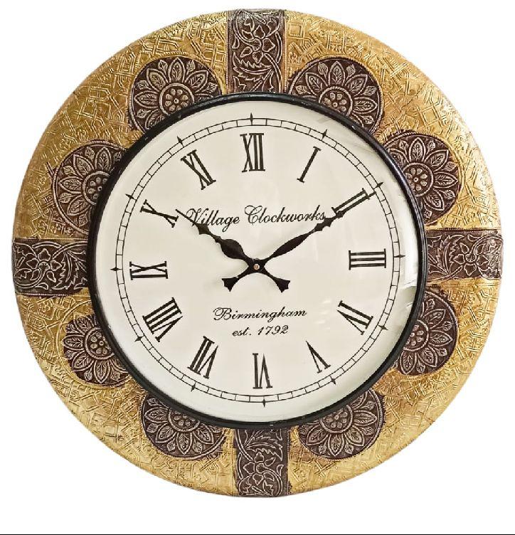 Mdf decorative metal wall clock, for Home, Office, Decoration, Overall Dimension : 18 Inch X 18 Inch