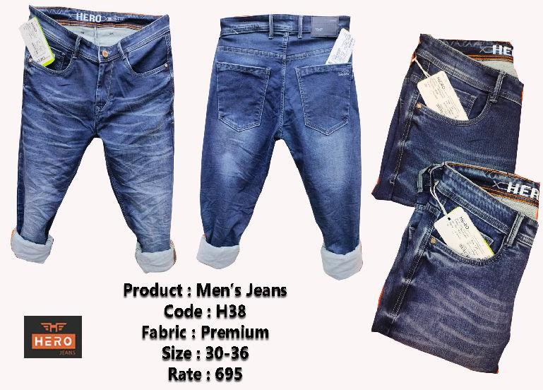  fade H 38 denim jeans, Size : 30-36