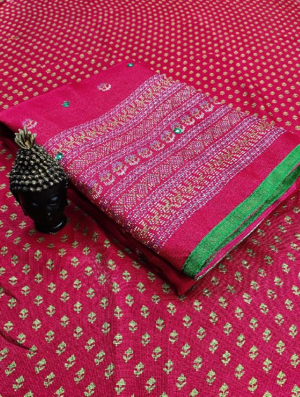 Beautiful jute silk saree, for Easy Wash, Dry Cleaning, Anti-Wrinkle, Shrink-Resistant, Work Type : Mirror Work