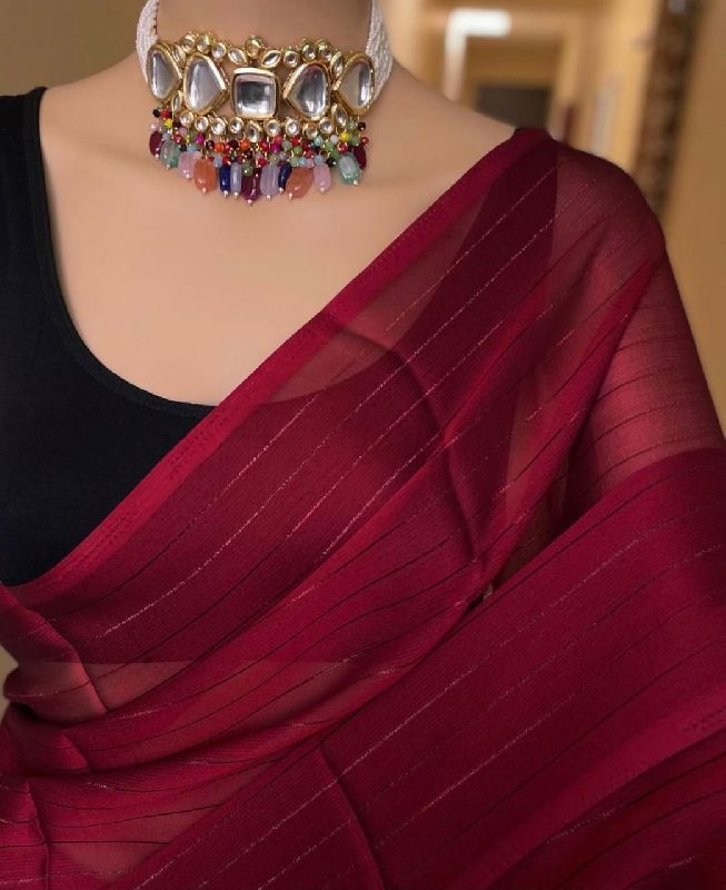 Stitched Fancy Georgette saree, for Easy Wash, Dry Cleaning, Anti-Wrinkle, Shrink-Resistant, Occasion : Festival Wear