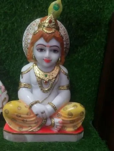 Marble Laddu Gopal Statue, for Worship, Temple, Pattern : Carved, Painted