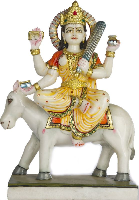 Multi Color Polished Painted Marble Shitla Mata Statue, for Temple, Office, Home, Size : Standard