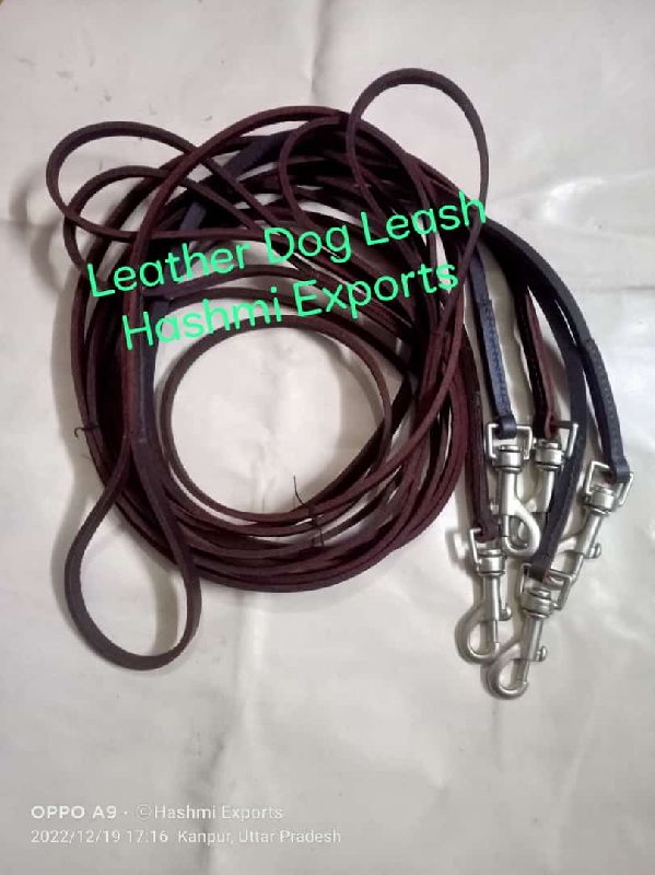 Hashmi Exports leather dog leash, Color : Black, Brown, Dark Brown