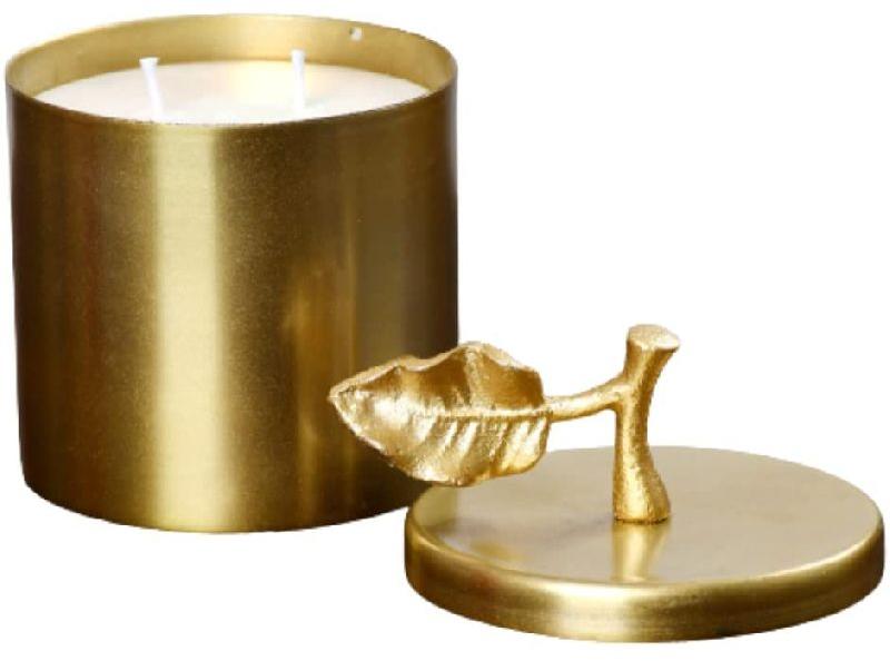 Round Plain Metal Candle Jar, for Hotel Decor, Feature : Flamless, Light Weight, Strong Fragrance