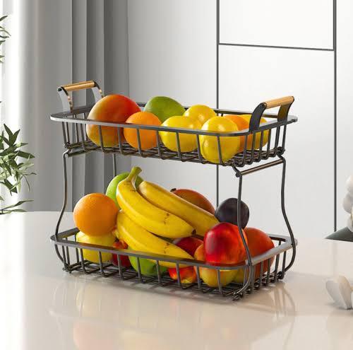2-Tier Kitchen Metal Fruit Basket, Capacity : 0-10kg