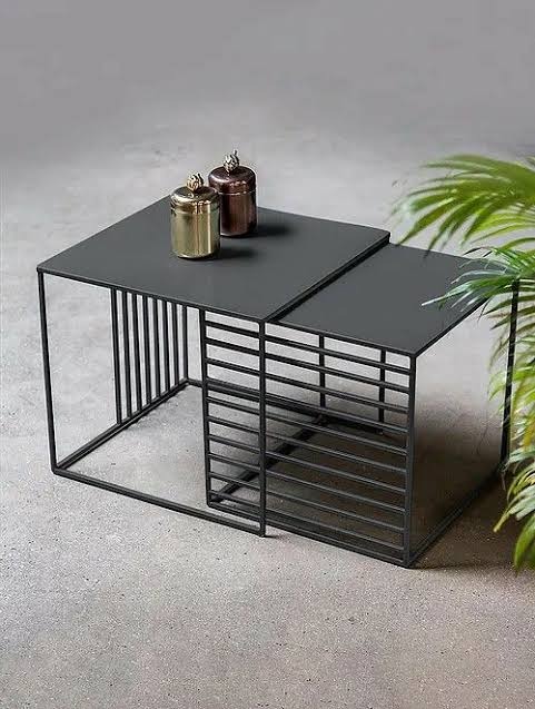 Square Grey Metal Nesting End Table Set, for Restaurant, Office, Hotel, Home, Pattern : Plain