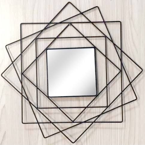 Square Wire Frame Metal Wall Mirror