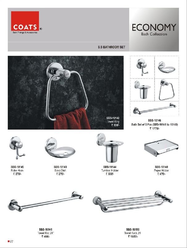 Stainless Steel Economy Bath Collection, for Bathroom Fittings, Feature : Eco-Friendly, Disposable