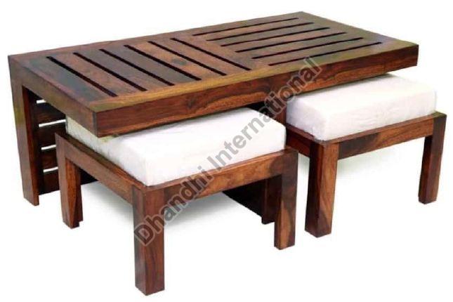 Rectangular Polished Wood DI-0021 Coffee Table, for Hotel, Home, Size : 48x24x28 Inch