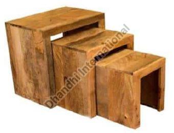 Polished Plain Wooden DI-0705 Nesting Table Set, Shape : Rectangular
