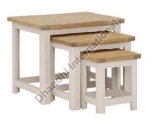 Rectangular Polished Wooden DI-0706 Nesting Table Set, Pattern : Plain