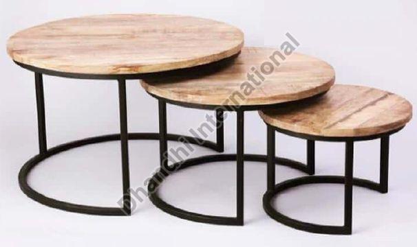 Polished Plain DI-0712 Nesting Table Set, Shape : Round
