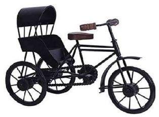 Wrought Iron & Sheesham Wood Rickshaw, Length : 12 inches