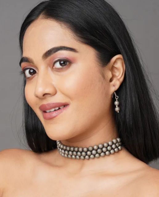 German Silver Oxidised Choker Set