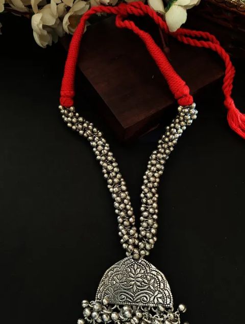 Silver Ghungroo Tribal Necklace, Gender : Female