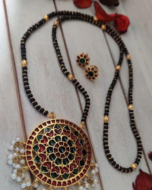 Gold Plated Black Beaded Mangalsutra, Occasion : Wedding