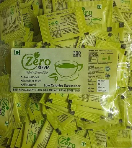 Powder 0.75 Zero Stevia Sachet, For Sugar Replacement, Sweeten Tea, Beverages, Packaging Size : 300
