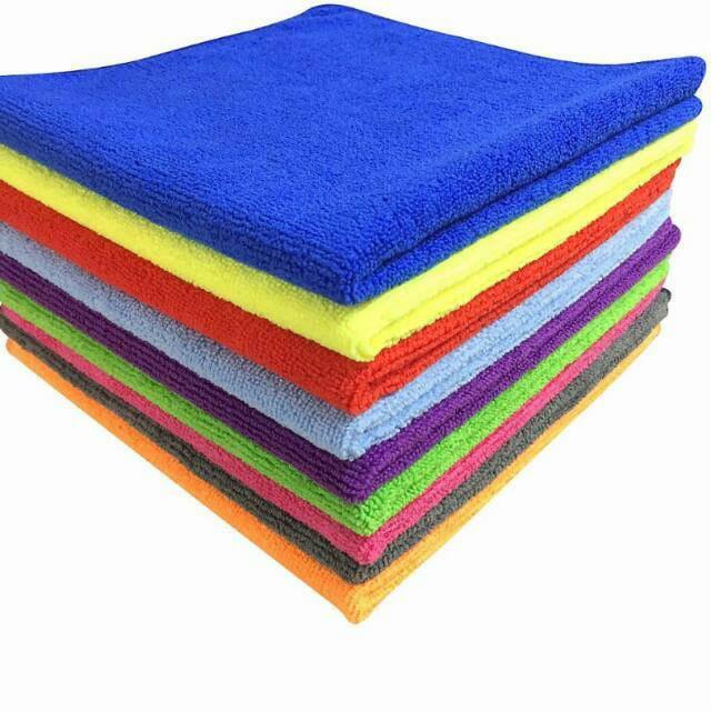 Plain microfiber cloths, Color : Blue, Green, Red, Yellow