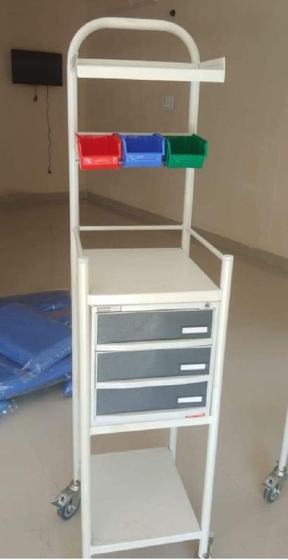 Mild Steel Single Crash Cart Trolley, for Hospital, Feature : Durable, High Quality