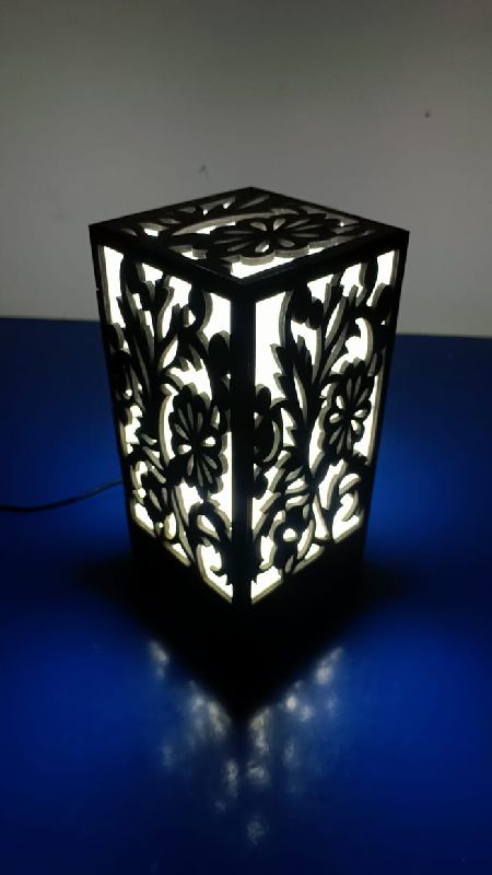 Square PU Painting MDF Wooden table lamps, for Home Office Hotel Restaurant, Pattern : Printed