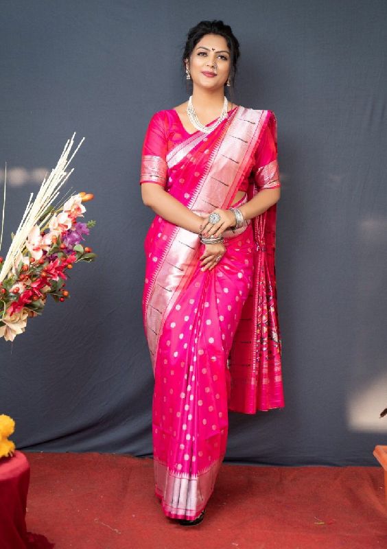 Unstitched Paithani Silk Sarees, Saree Length : 7 Meter