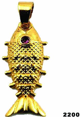 Brass micro gold plated fish pendant, Occasion : Part Wear