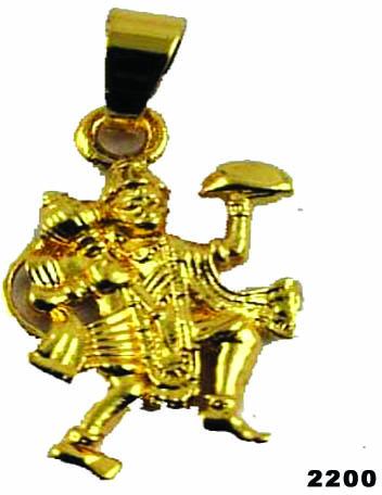Brass micro gold plated hanuman pendant, Occasion : Part Wear