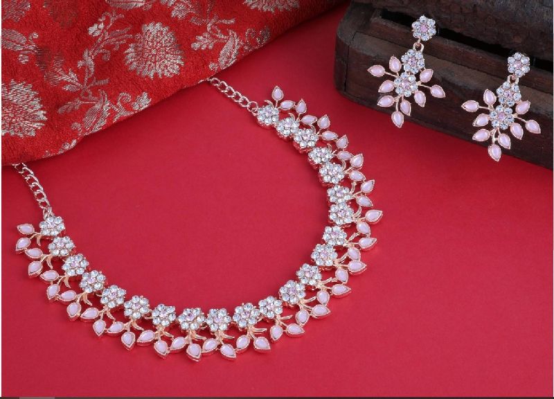 Elegent white and rose stone neck set at Rs 190 / Set in Chennai - ID ...