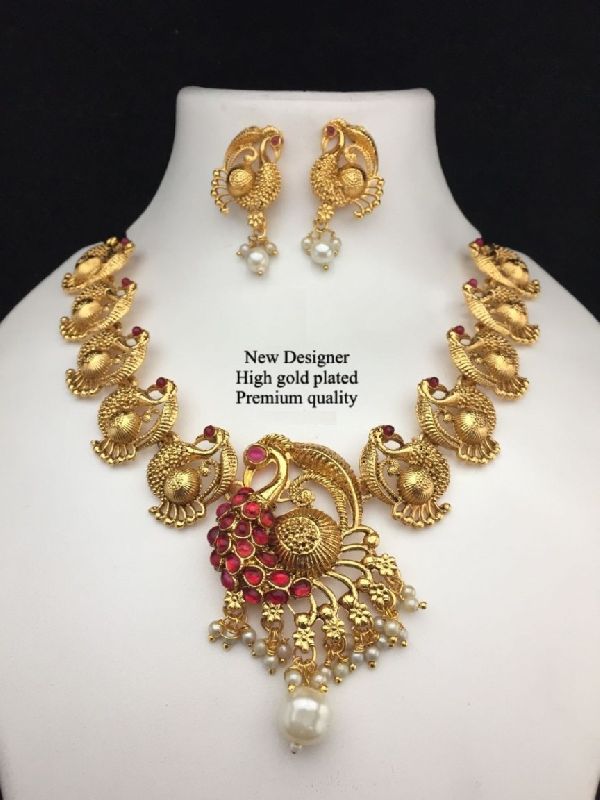 High gold plated premium peacock neck set