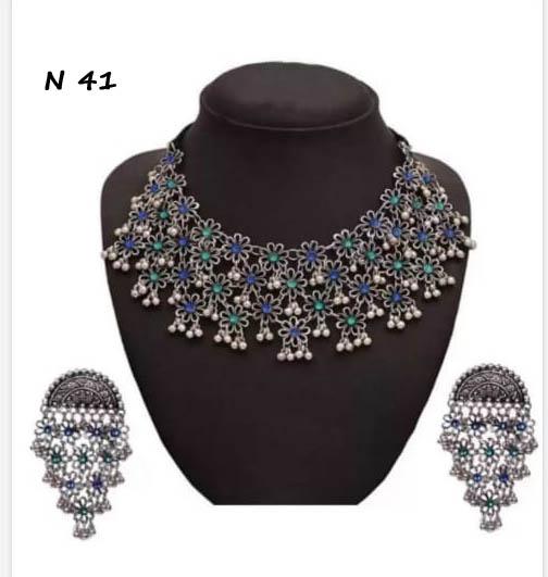 Regaliaz Polished Oxidized Oxdised mena neck set, Occasion : Part Wear