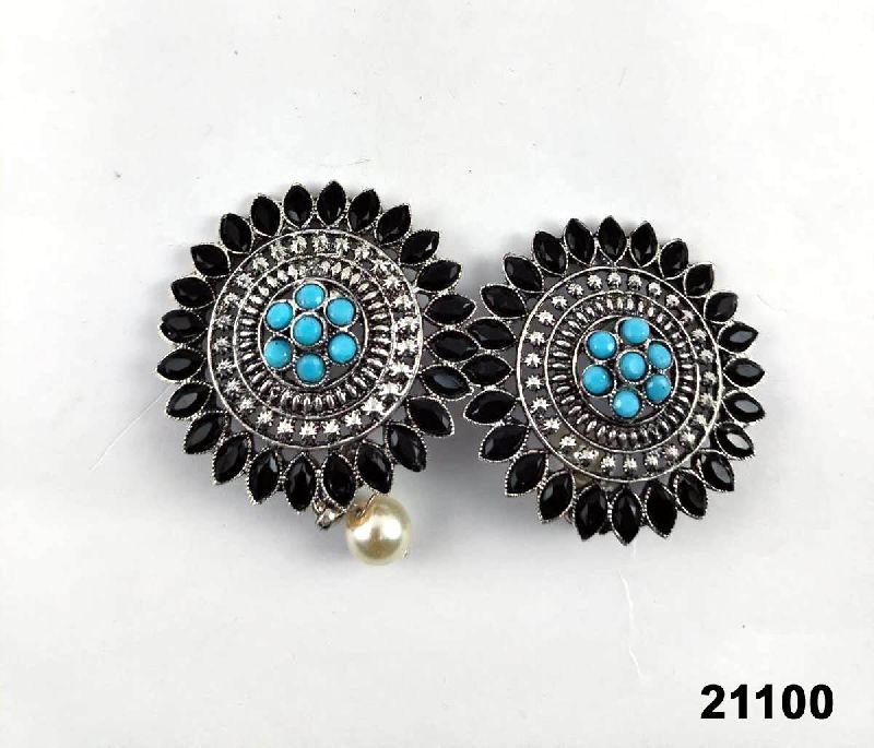 Premium oxidised with stone black earrings
