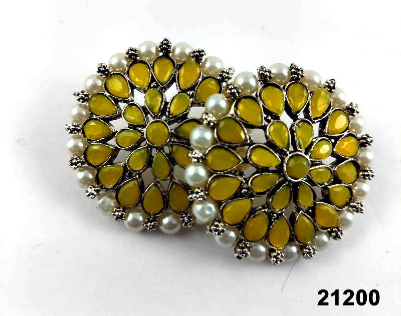 Premium Oxidised With Stone & Pearl White  Earrings