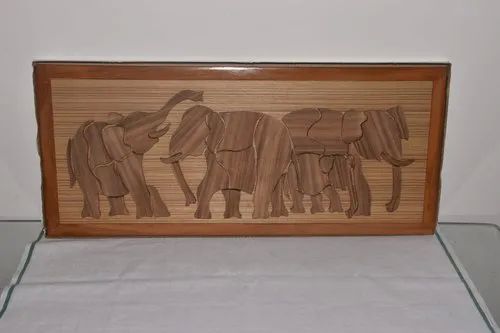 Elephant Painted Bamboo Photo Frame, Color : Brown