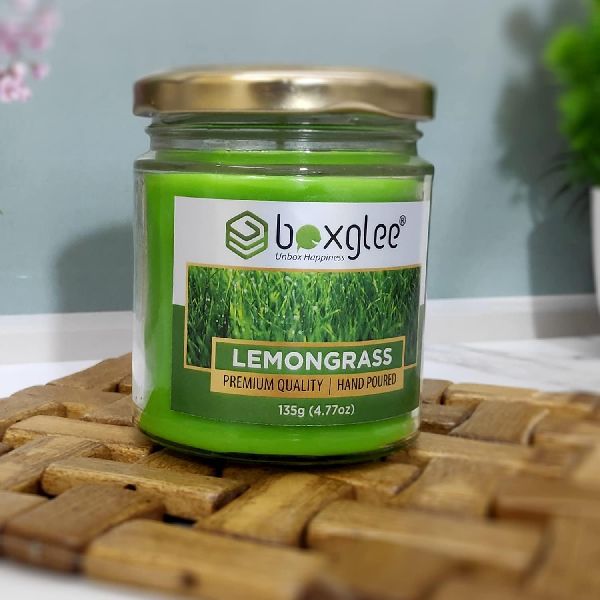 Lemon Grass Scented Big Jar Glass Candle