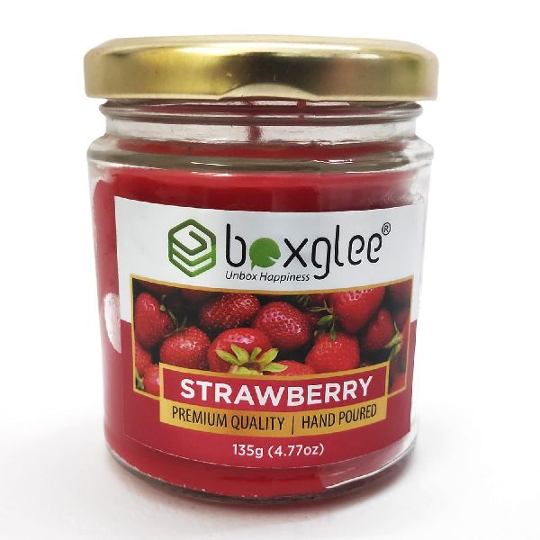 Strawberry Scented Big Jar Glass Candle
