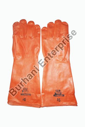 16 Inch Orange Rubber Hand Gloves