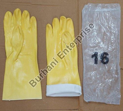 16 Inch PVC Supported Hand Gloves, for Industrial, Pattern : Plain