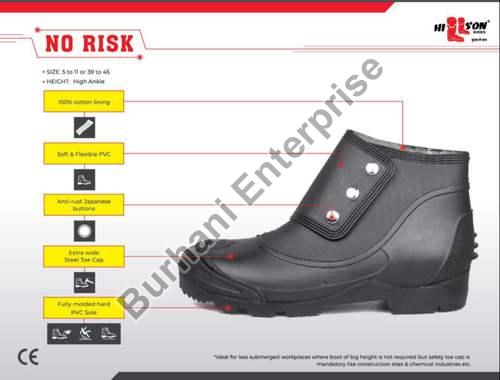 Hillson No Risk Button Safety Shoes, Color : Black